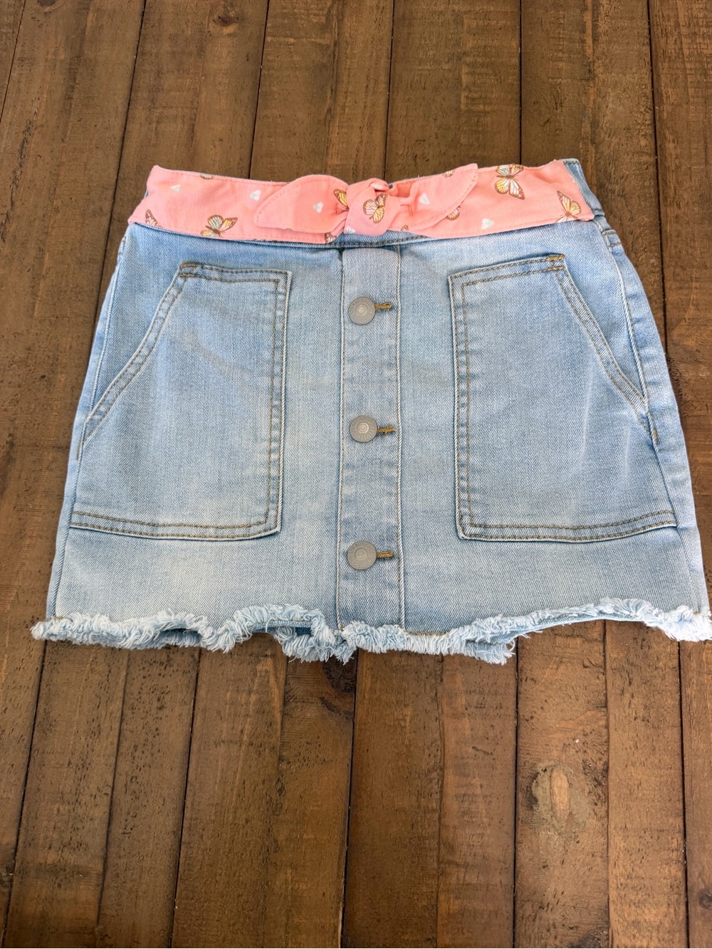 Levi's Light Blue Denim Skort with Pink Waist Tie